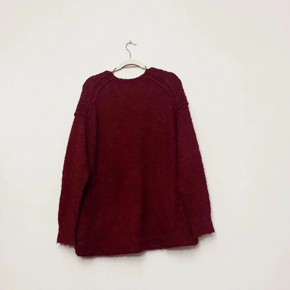 Free People boucle burgundy sweater oversized boho hippie slouchy cozy - Picture 3 of 7